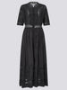 August Embroidered Button Down Dress Black