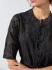 August Embroidered Button Down Dress Black