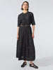 August Embroidered Button Down Dress Black