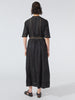 August Embroidered Button Down Dress Black