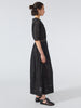 August Embroidered Button Down Dress Black