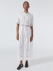 August Embroidered Button Down Dress White