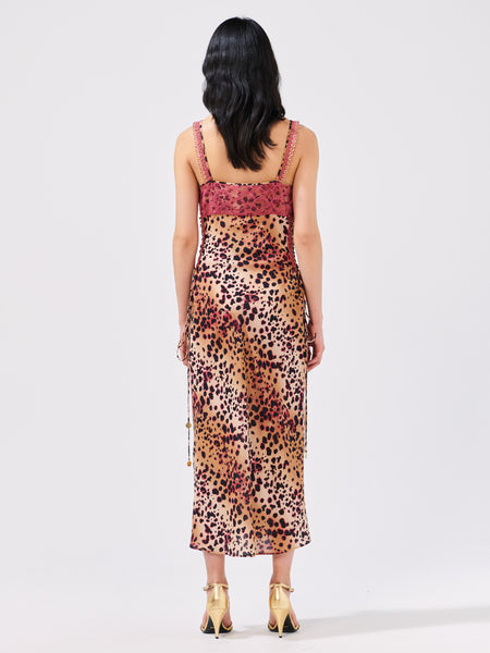 Leopard print hotsell slip dress midi