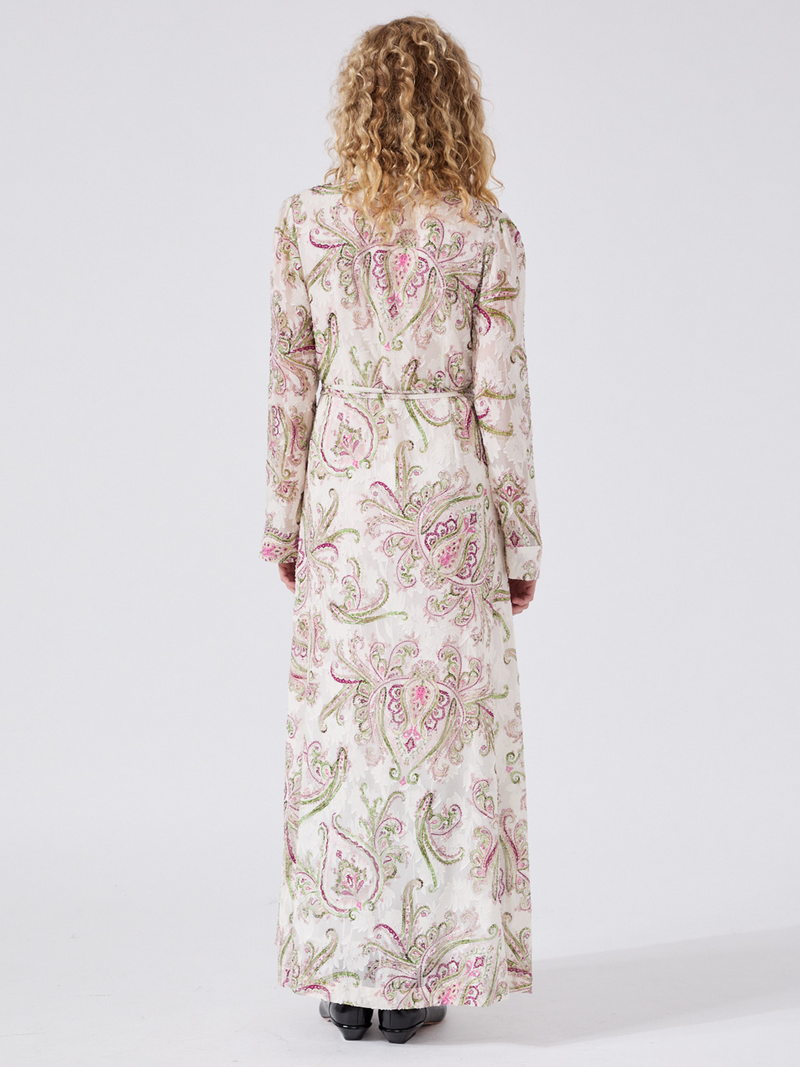 Jimi Silk Jacquard Shirt Dress Cream