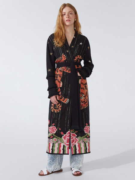 Tibetan Tiger Cotton Jacquard Duster Black – Hayley Menzies