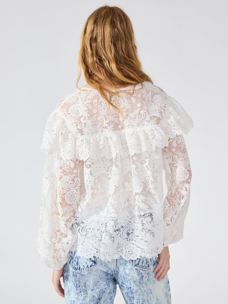 Blanche Lace Ruffle Sleeve Blouse White – Hayley Menzies