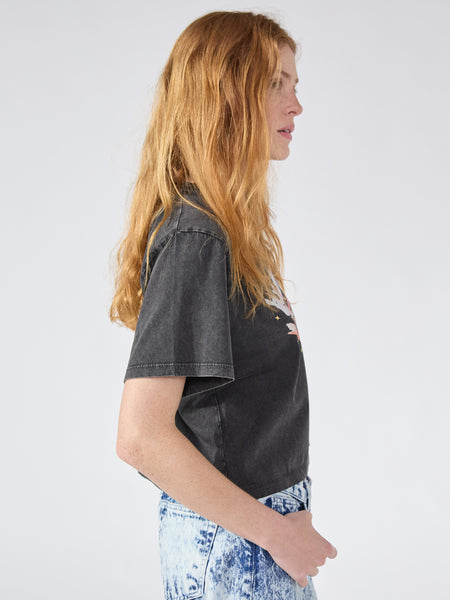 ★SATUR★ W Bon Voyage Slim Fit Crop T-Shirt Black MUSINSA公式 | SATUR (W) Bon Voyage Slim Fit Crop T-Shirt Black