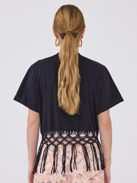 105★ puppilyhils オロク 06 Bit Fringe Tee Can't Touch This T-Shirt Black – Hayley Menzies