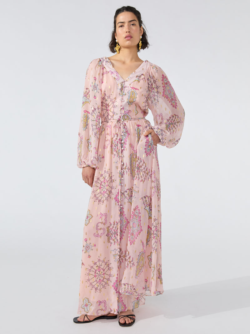 Dylan Lurex Gown Rose