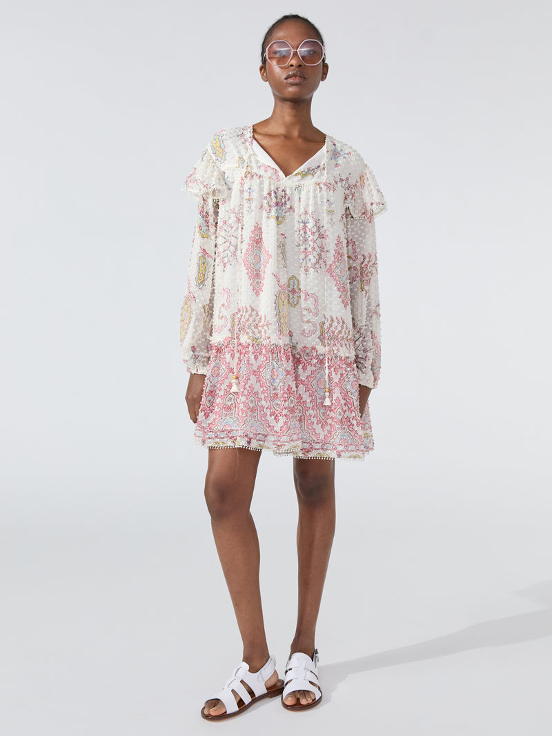 Dylan Silk Ruffle Sleeve Mini Dress