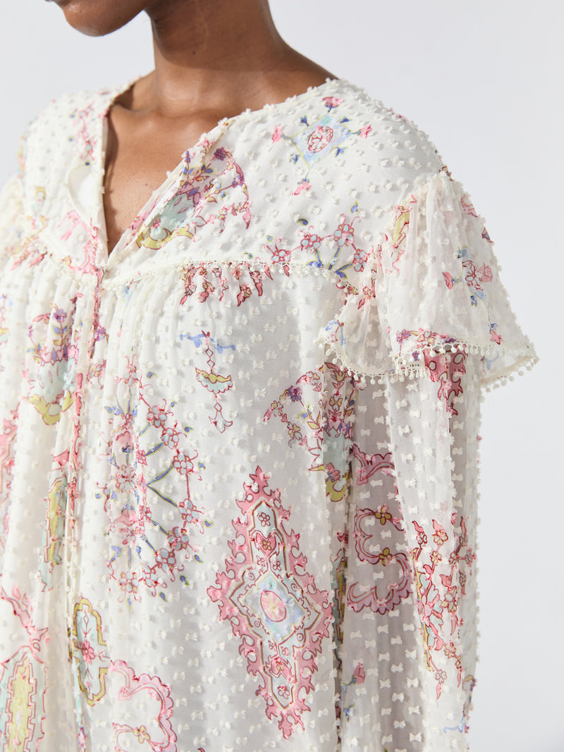 Dylan Silk Ruffle Sleeve Mini Dress