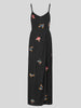 Midnight Charming Birds Embroidered Crepe Strappy Dress