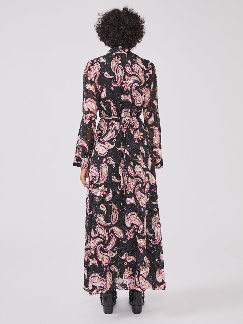 Jimi Silk Jacquard Shirt Dress Black