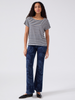 RELAXED LINEN CROPPED T-SHIRT STRIPE