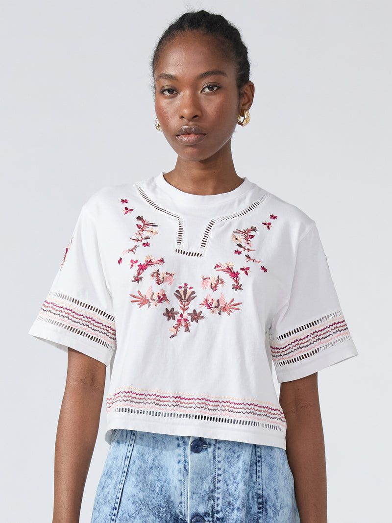 Maya Embroidered Cropped T-Shirt