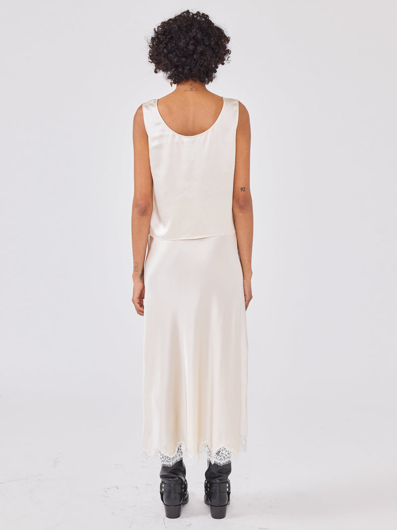 Liv Silk Skirt Oyster