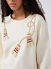 Tassel Embellished Sweatshirt Cream
