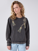 Tassel Beaded Sweatshirt Acid Wash Grey