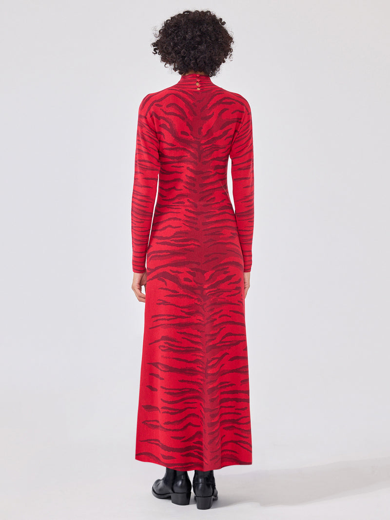 Debbie Silk Blend Knitted Dress Red