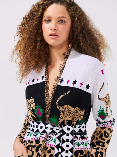 Leopardess Cotton Jacquard Duster Black White Hayley Menzies