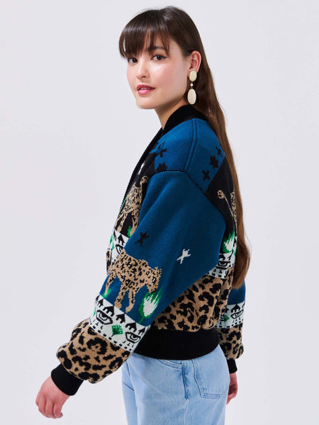 Leopard sales bomber sweater