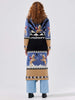 Sunrise Rodeo Merino Jacquard Long Cardigan Denim Blue