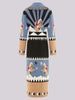 Sunrise Rodeo Merino Jacquard Long Cardigan Denim Blue