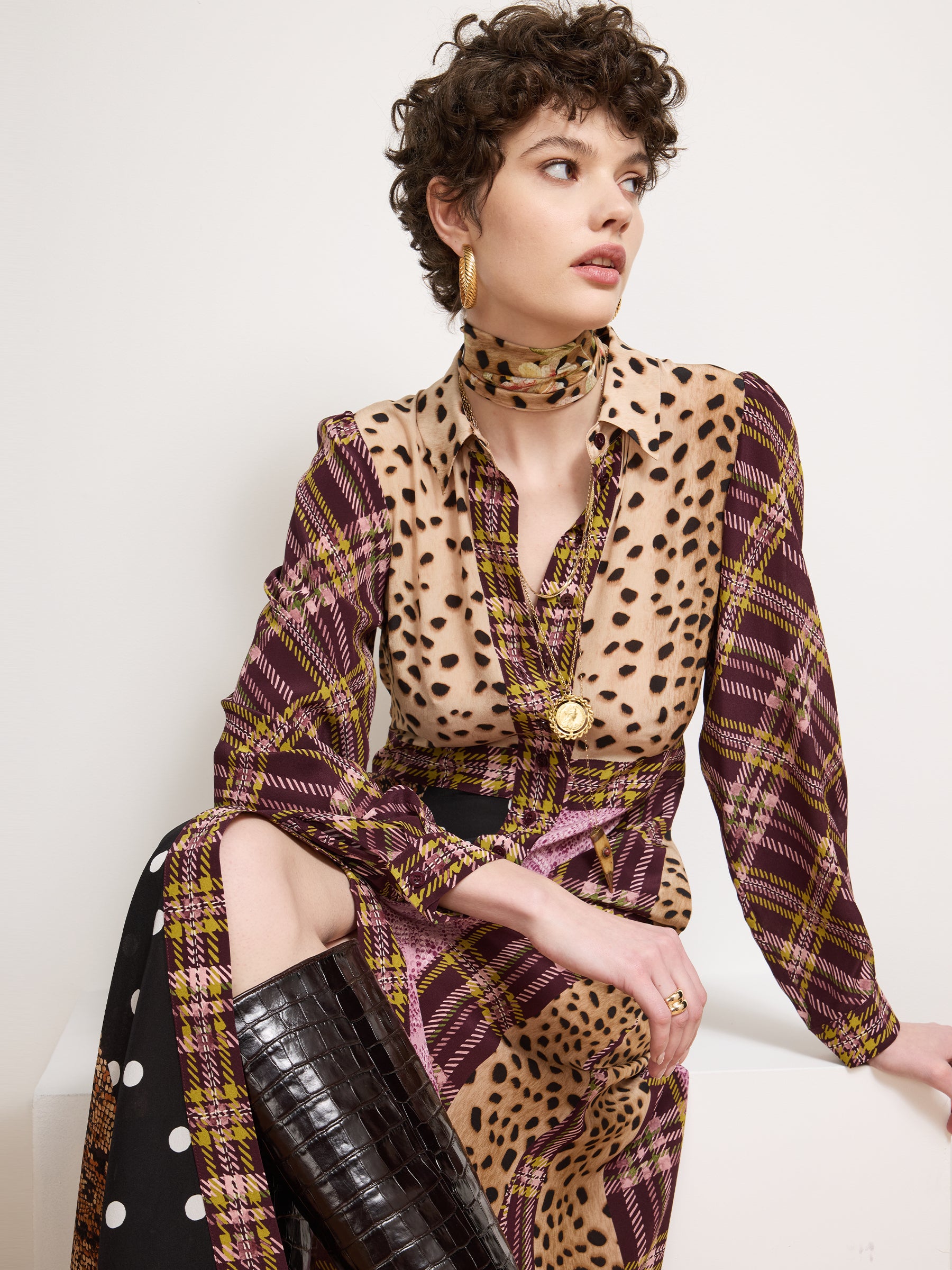 Edie Silk Shirt Dress Multi
