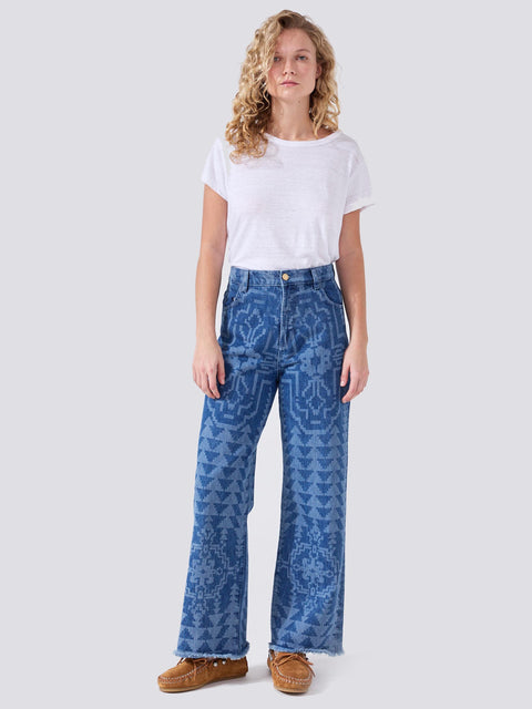 Marley Cropped Wide Leg Jeans Blue