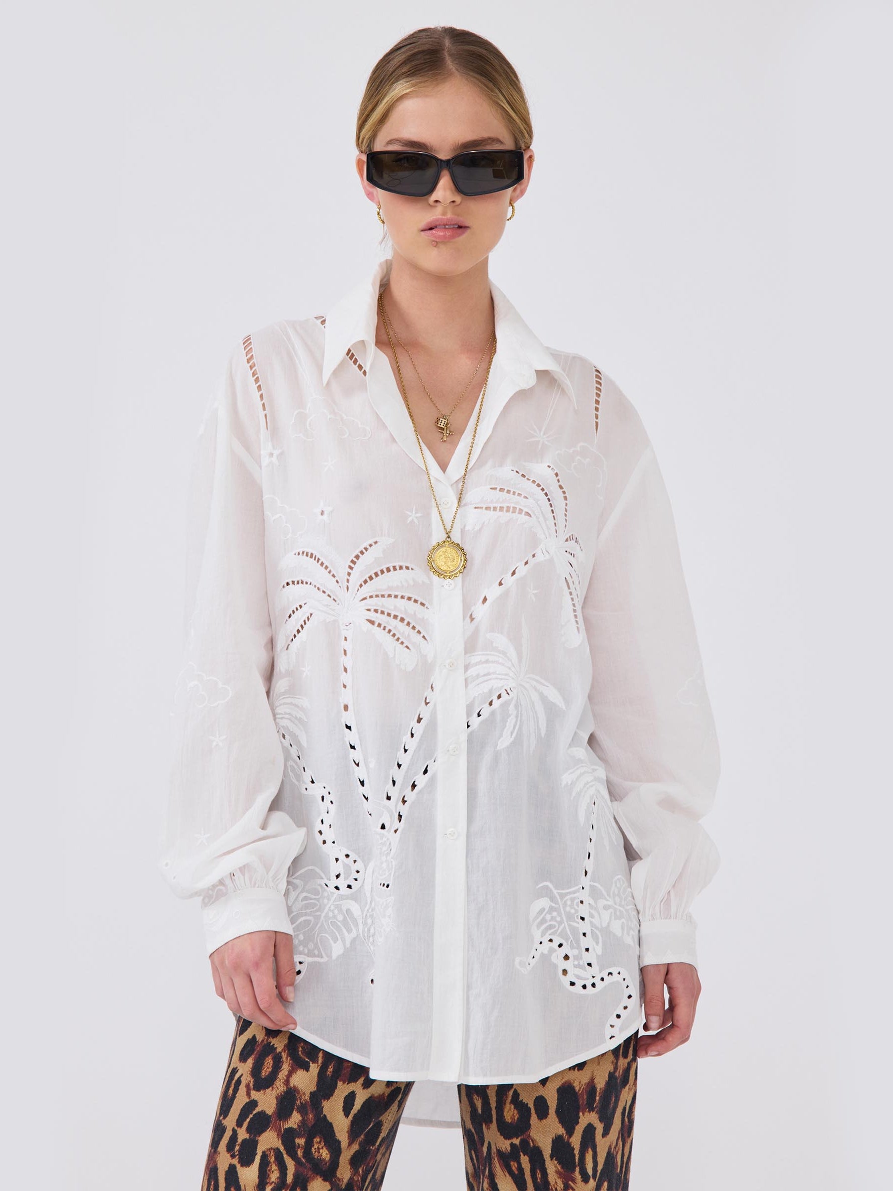 Eden Palm Shirt White