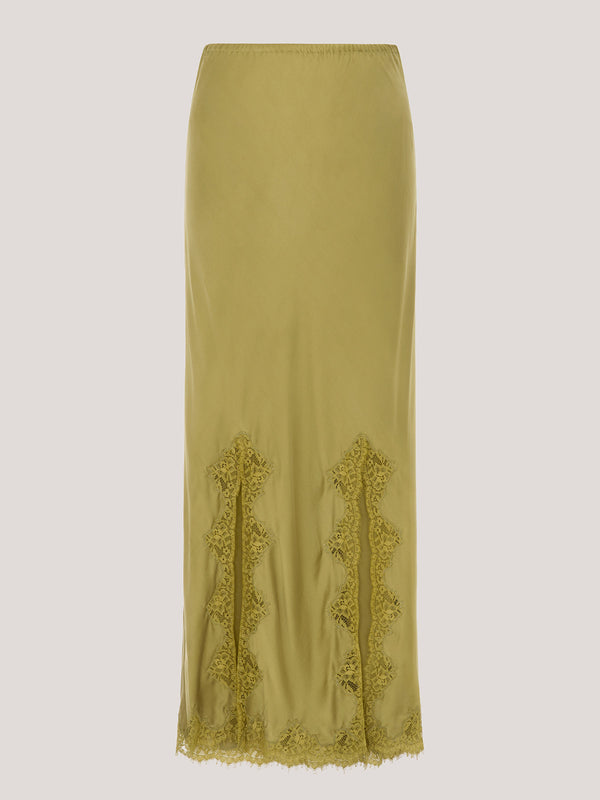 Liv Silk Skirt Green