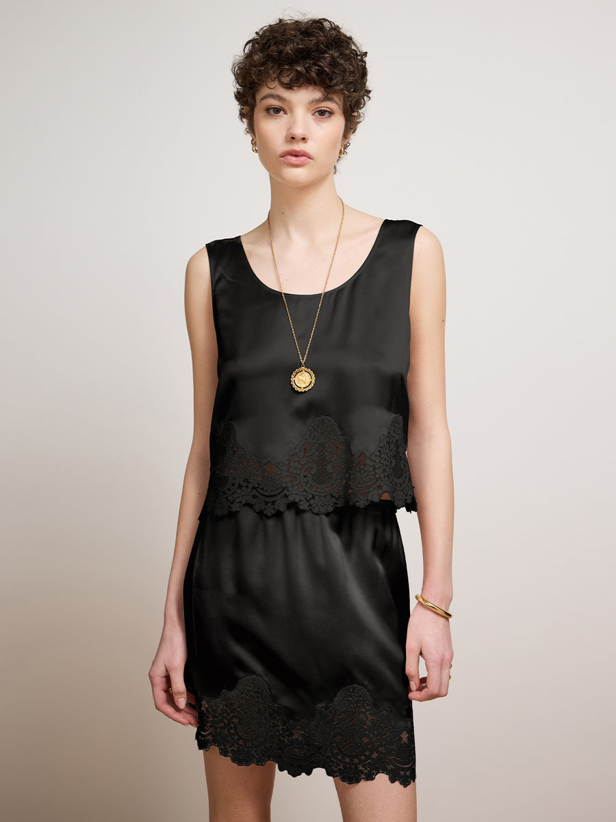 Indy Silk Skirt Black