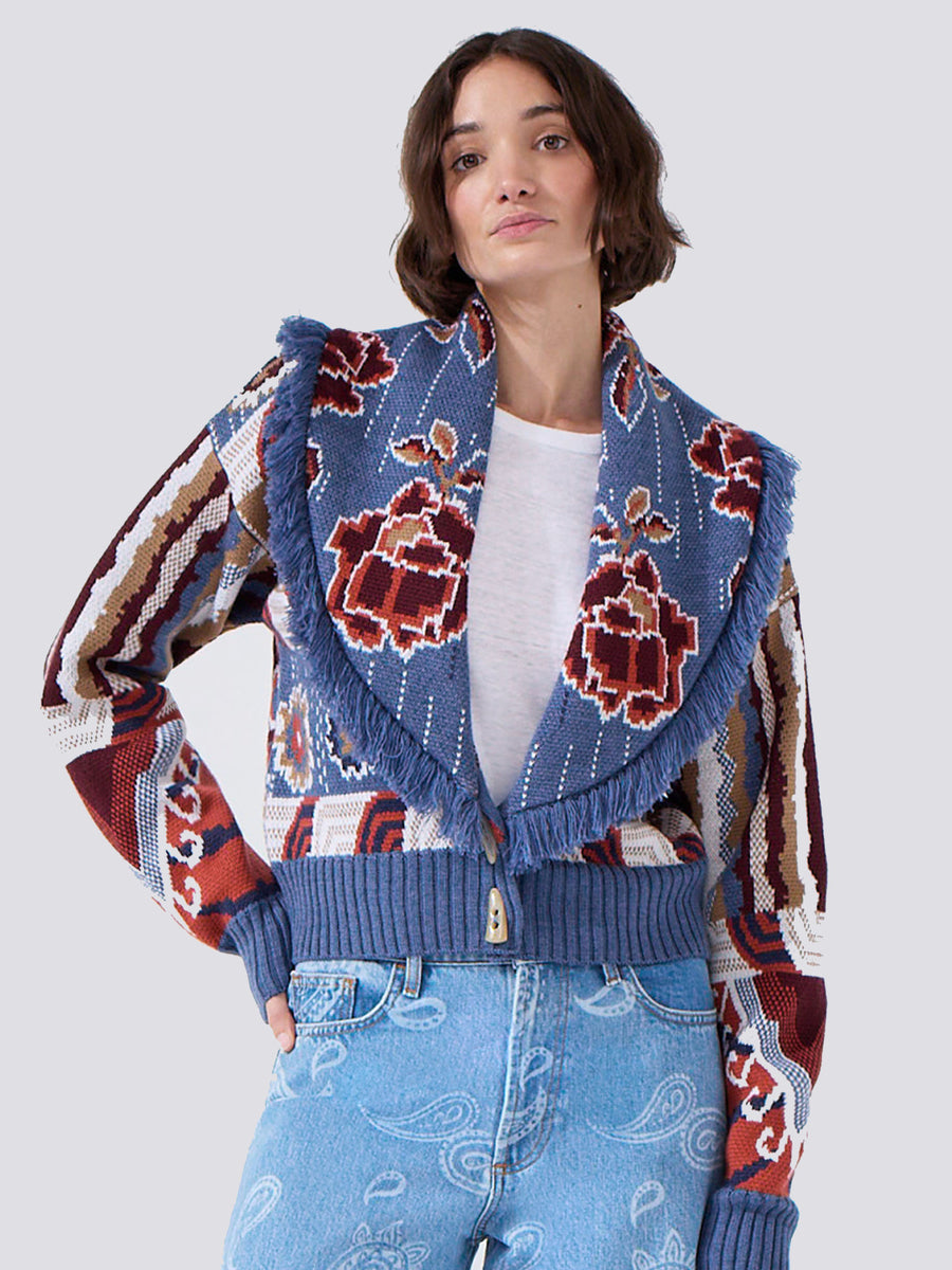 Tibetan Tiger Merino Bomber Blue