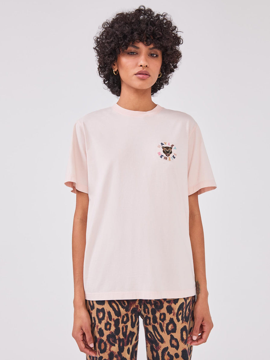 Leopard Logo T Shirt  Peach