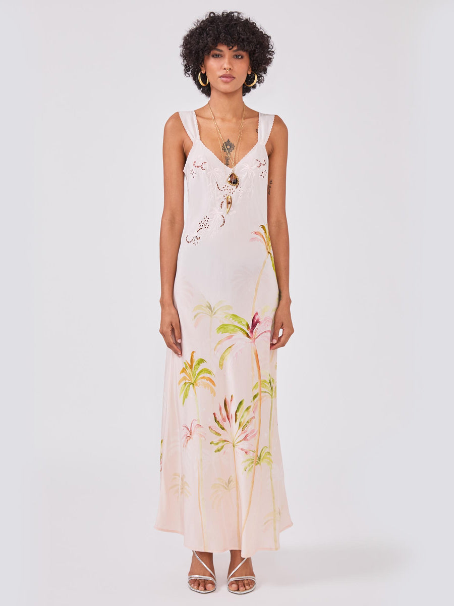 Palmera Silk Slip Dress Pink