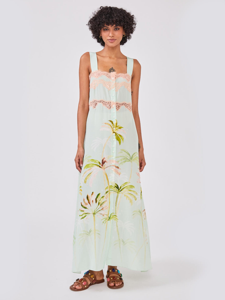 Palmera Silk Dress Mint