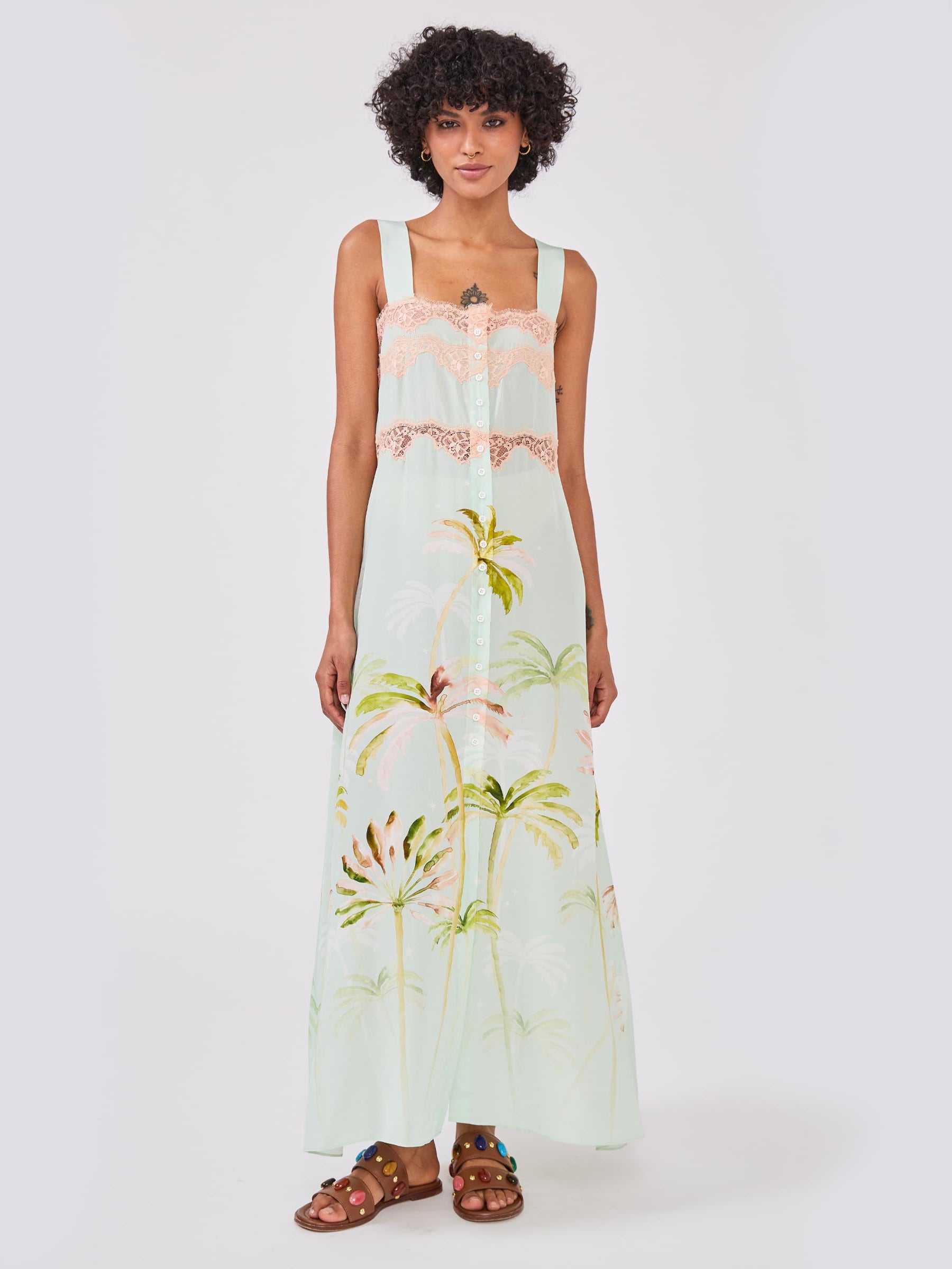 Palmera Silk Dress Mint
