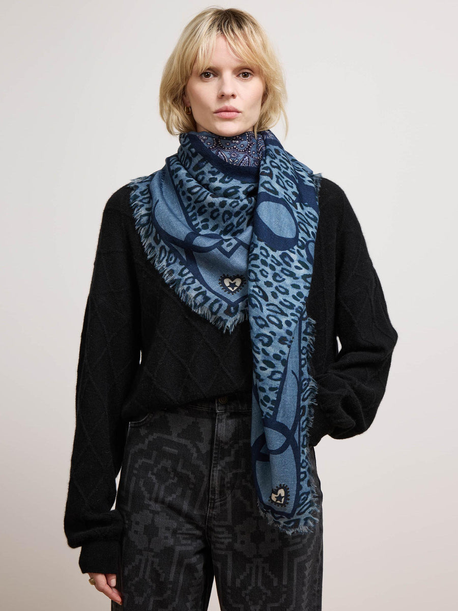 Dalton Cashmere Wool Scarf Blue