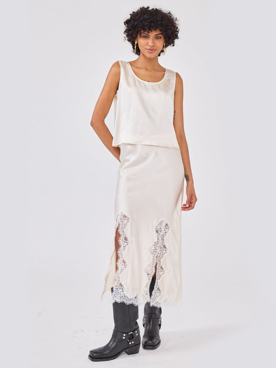 Liv Silk Skirt Oyster