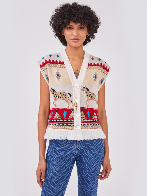 Nomadic Tapestry Waistcoat Cream
