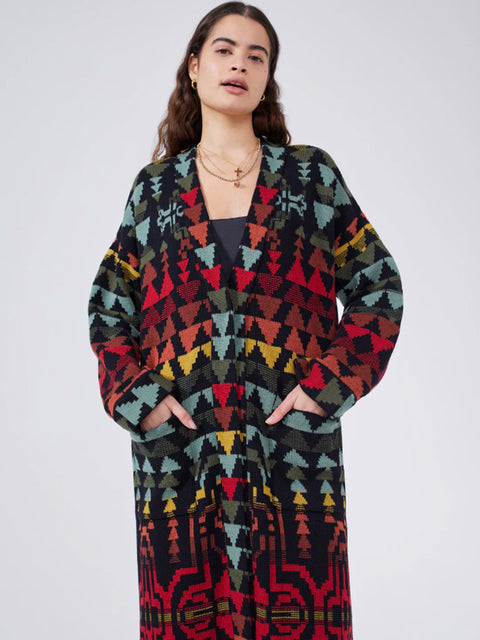 Marley Cotton Merino Jacquard Maxi Cardigan