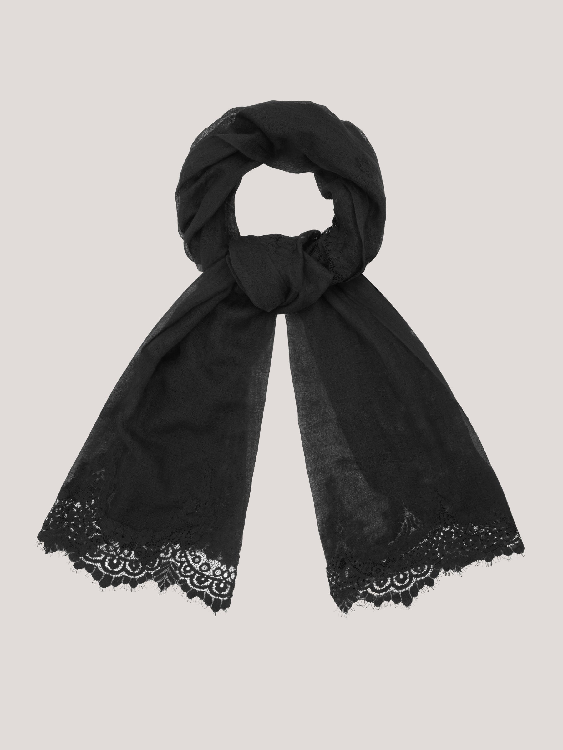 Lace Cashmere Scarf Black