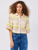 Sun Wink Embroidered Cotton Cropped Shirt Chartreuse