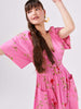 Birds Of Utopia Embroidered Kimono Sleeve Cotton Maxi Dress Pink