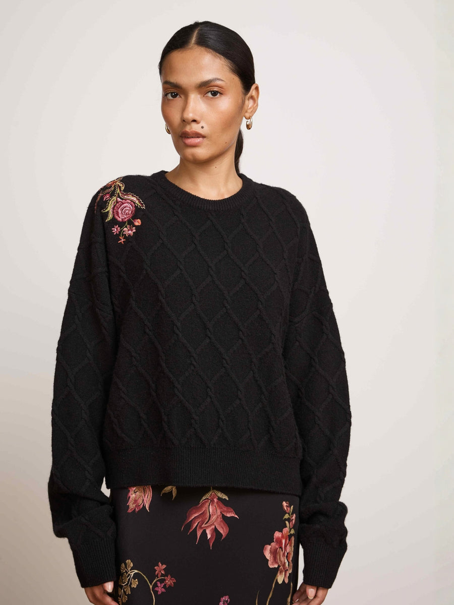 Talitha Embroidered Jumper Black