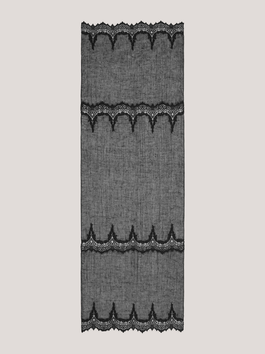 Lace Cashmere Scarf Black