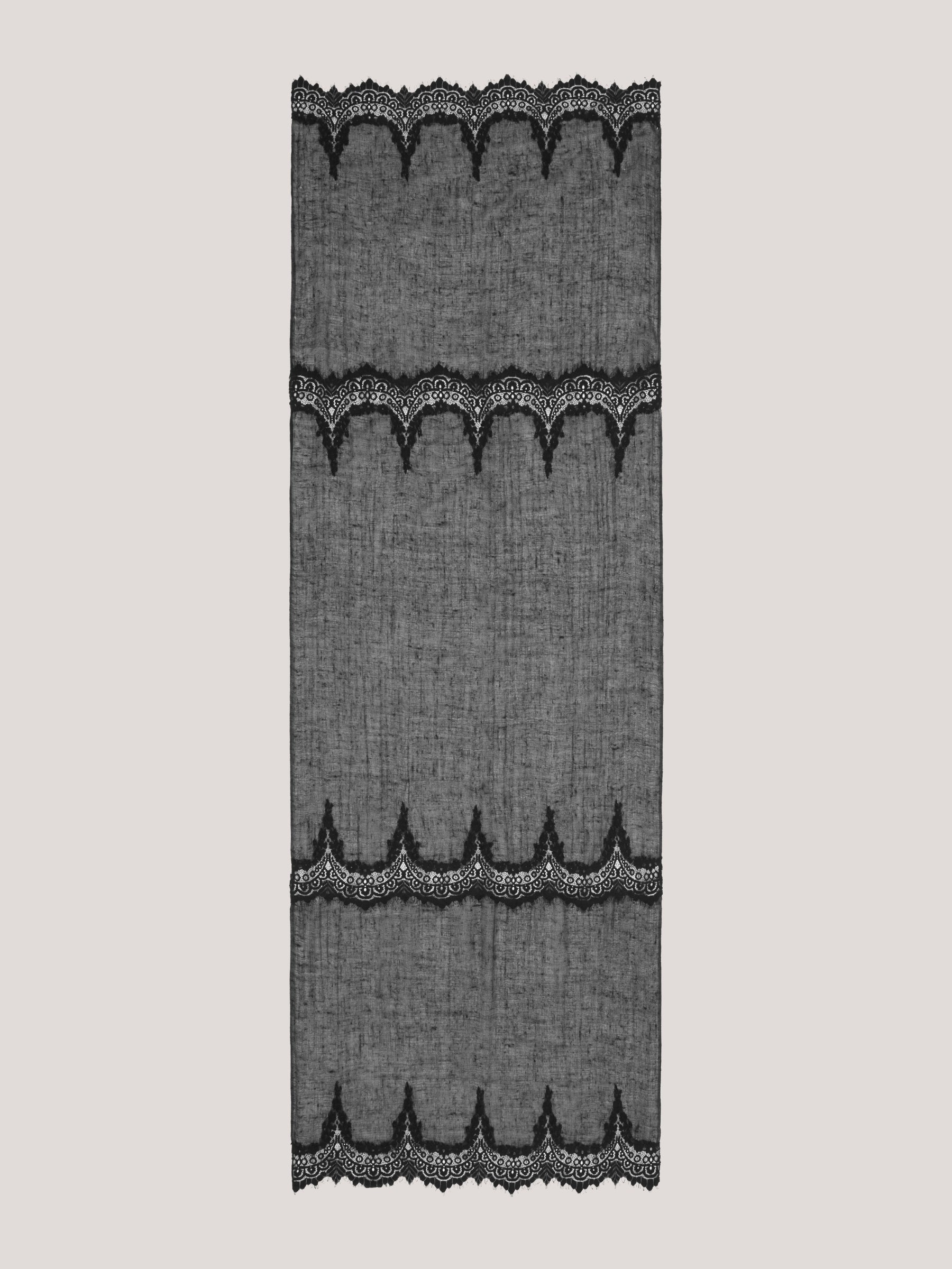 Lace Cashmere Scarf Black