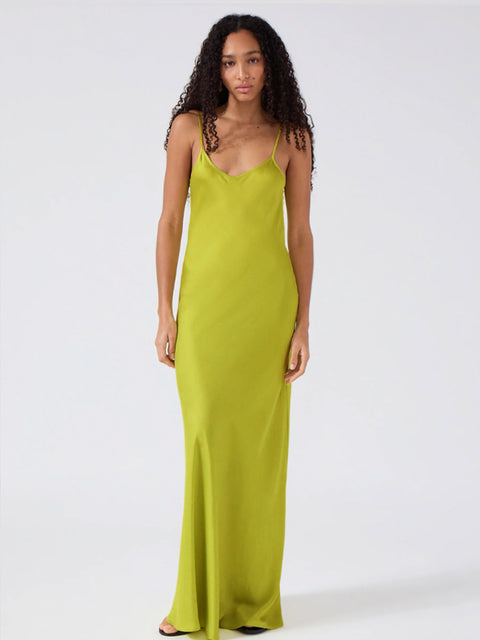 KATE SILK DRESS CHARTREUSE