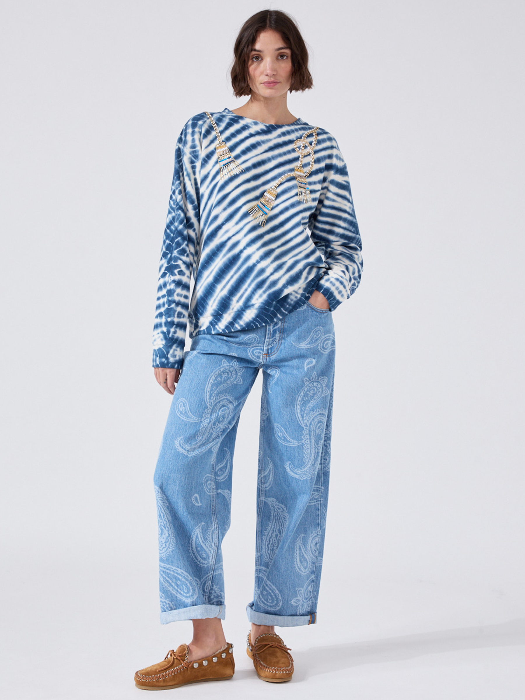 Janis Embellished Sweatshirt Blue