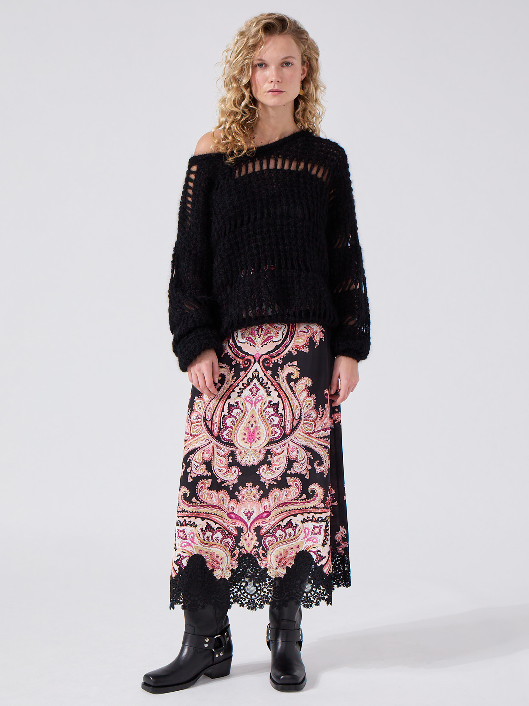 Jimi Silk Skirt Black